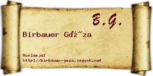 Birbauer Géza névjegykártya